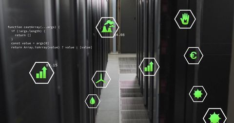 Sustainable Tech in Data Server Center Overlay - Download Free Stock Images Pikwizard.com