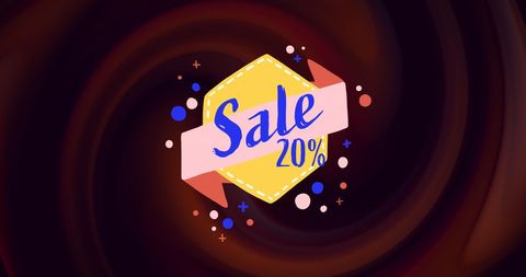 Colorful 20% sale banner on abstract brown gradient