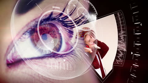 Futuristic Technology Eye Interface Concept with Sunglasses Woman