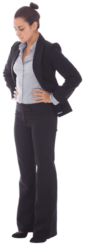 Thoughtful Businesswoman Standing Transparent Background