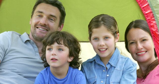 Happy Family Enjoying Camping Trip in Tent - Download Free Stock Images Pikwizard.com