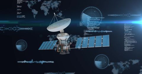 Futuristic satellite illustrating global data transmission concepts