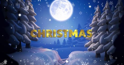 Winter Wonderland Christmas Celebration Moonlit Scene - Download Free Stock Images Pikwizard.com