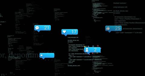 Social Media Notifications Overlay on Code in Digital Space