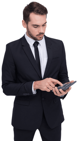 transparent businessman in suit using calculator - Download Free Stock Videos Pikwizard.com
