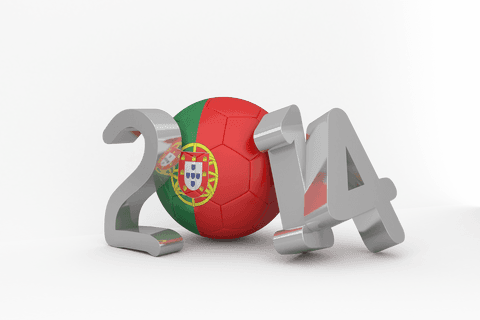 2014 and portugal flag ball on transparent background