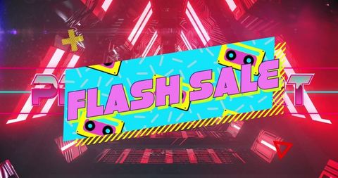 Vibrant Flash Sale Digital Banner in Futuristic Neon Tunnel