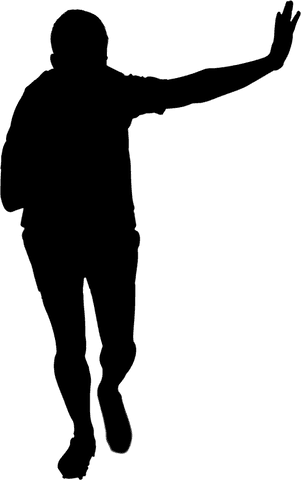 Transparent rugby player victory gesture vector illustration