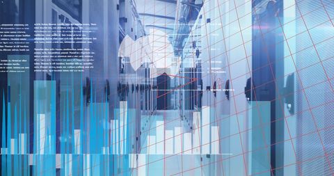 Digital Interface Overlaying Modern Server Room - Download Free Stock Images Pikwizard.com