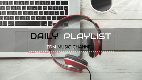 headphones on laptop for edm playlist promotion with modern design - Download Free Stock Templates Pikwizard.com