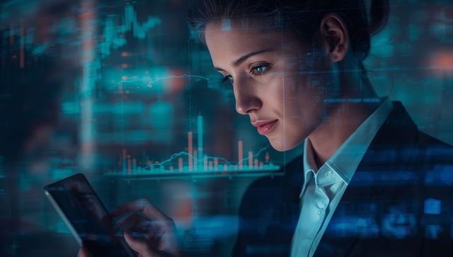 Analyst Checking Financial Data on Smartphone