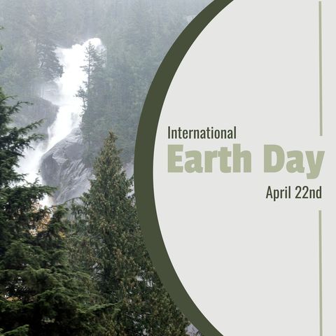 International earth day celebration in forest with waterfall