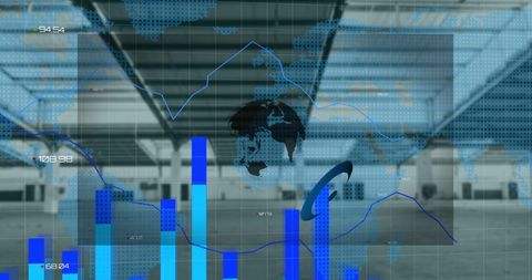Abstract Global Business Analytics over Empty Warehouse - Download Free Stock Images Pikwizard.com