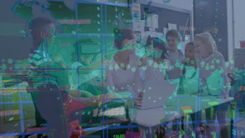 Children Learning Code with Virtual Data Display