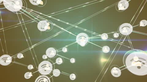 Abstract Digital Network with Profile Icons and Connected Lines