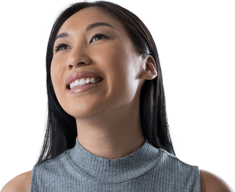 Cheerful Woman with Radiant Smile on Transparent Background