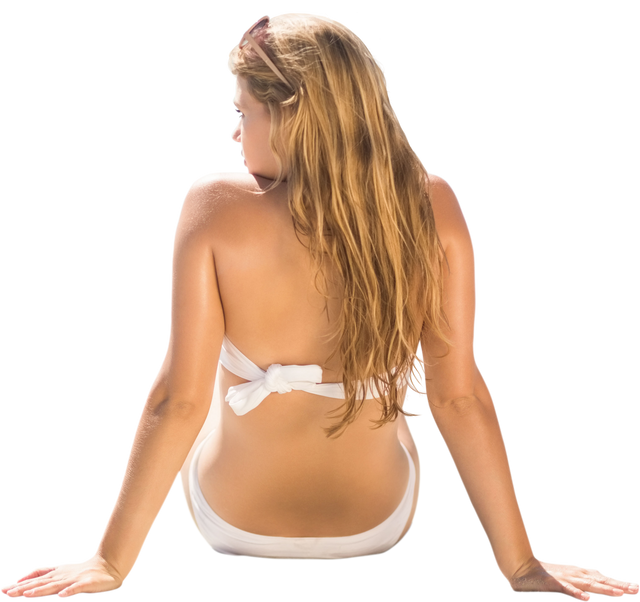 Transparent Background Back View of Woman in Bikini Sitting Sunbathing - Download Free Stock Videos Pikwizard.com