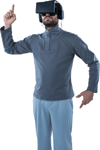 Man Exploring Virtual World with Transparent Headset - Download Free Stock Videos Pikwizard.com