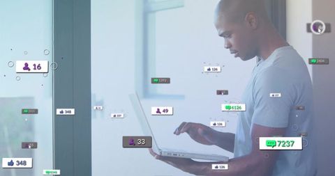 Professional analyzing social media engagement metrics
