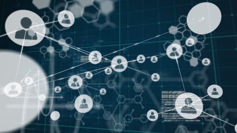 Futuristic Digital Network with Application Icons and Data Streams
