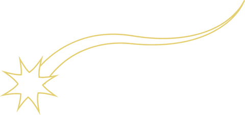 Transparent shooting star with golden tail on clear background