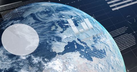 Global Business Data and Analytics Overlay on Planet Earth - Download Free Stock Images Pikwizard.com