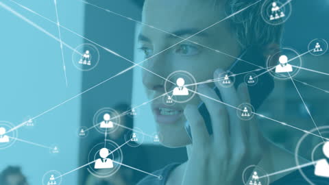 Businesswoman Communicating Through Smartphone with Network Connections
