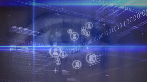Digital Eye Interface with Data and Connectivity Symbols