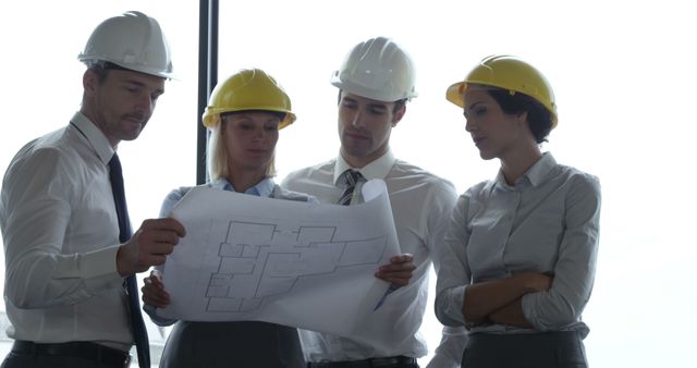 Architects Examining Blueprint in Modern Office - Download Free Stock Images Pikwizard.com
