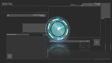 Futuristic Digital Interface with Moving Clock and Data