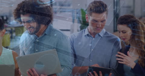 Diverse Teams Collaborating with Futuristic Technology Interface