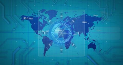 Digital World Map with Scanning Interface and Dynamic Data - Download Free Stock Images Pikwizard.com