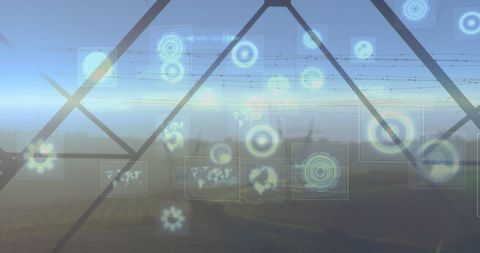 Futuristic Tech Interface Overlooking Industrial Landscape