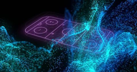 Futuristic device wireframe in neon space