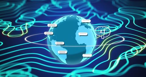 Global AI Networking in Digital World with Data Interactions - Download Free Stock Images Pikwizard.com