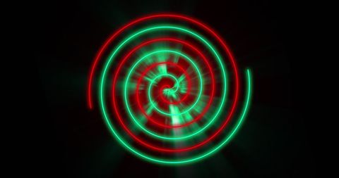 Glowing Red and Green Spirals on Black Background - Download Free Stock Images Pikwizard.com