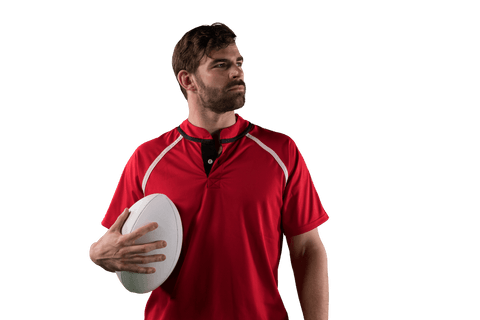 Caucasian Male Rugby Player Posing with Ball on Transparent Background - Download Free Stock Videos Pikwizard.com