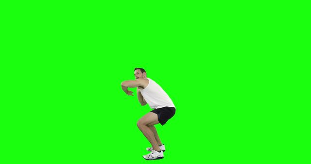 Man exercising with squats on green screen - Download Free Stock Images Pikwizard.com
