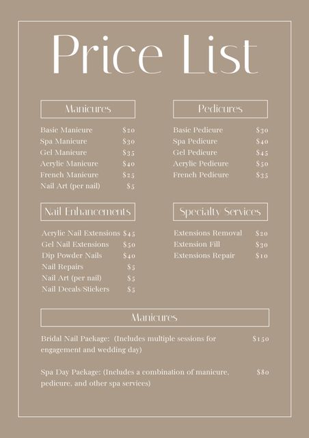 Spa and Nail Salon Price List on Beige Background - Download Free Stock Videos Pikwizard.com