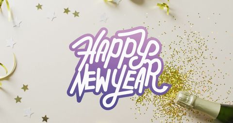 Festive new year celebration with champagne and glitter