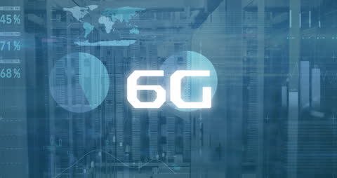 6G Technology Concept in Server Room Carrying Future Innovation Theme