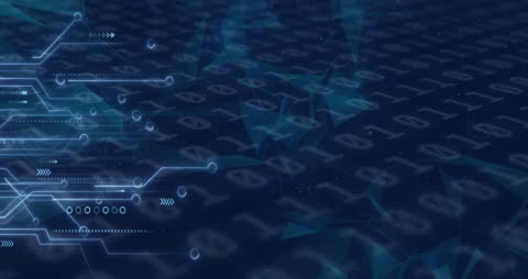 Futuristic Circuit Board With Binary Code Overlay