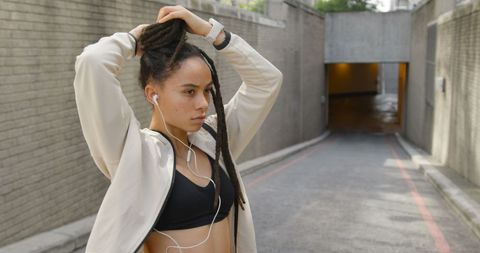 Young African American Woman Preparing for Workout