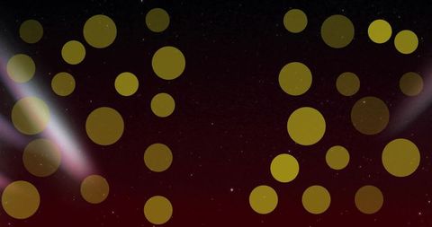 Golden bokeh orbs drifting over burgundy night gradient with soft light beams
