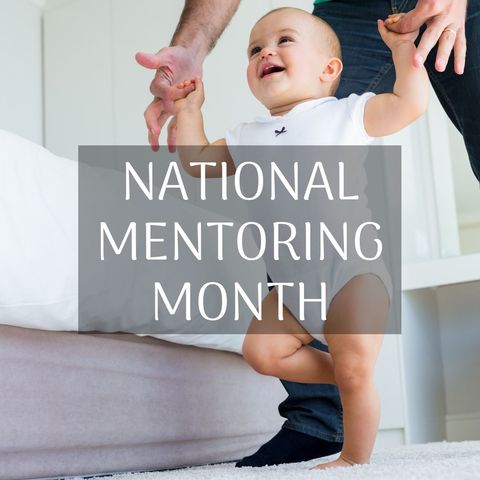 baby taking first steps with guidance for national mentoring month - Download Free Stock Templates Pikwizard.com
