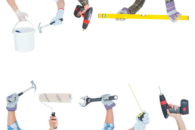 Hands Holding Various Tools on Transparent Background - Repair and Renovation - Download Free Stock Videos Pikwizard.com