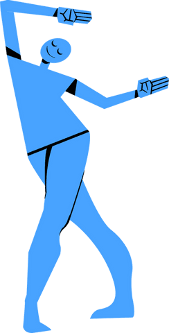 Futuristic Two-Tone Blue Dancing Figure with Transparent Background