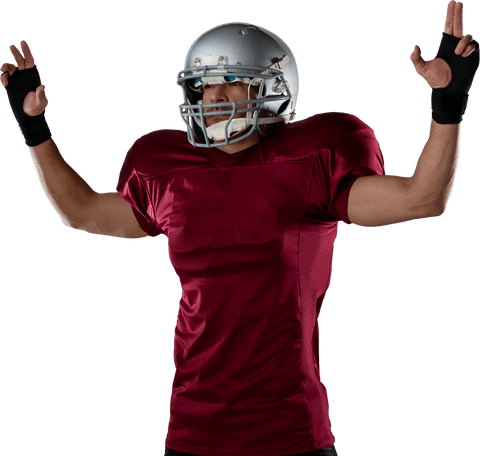 American football player gesturing on transparent background