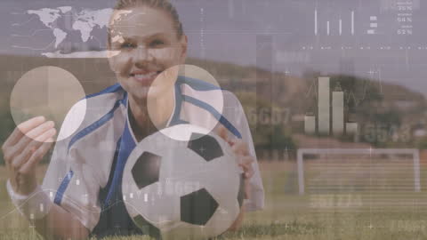 Female Football Player with Futuristic Data Overlay