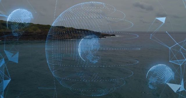 Digital Mesh Network Over Ocean Shoreline with Holographic Elements